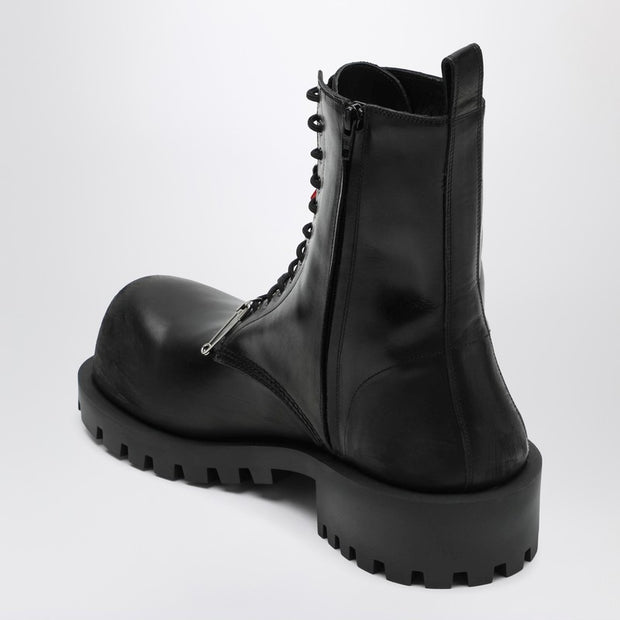 Balenciaga Black Leather Hummer Lace-up Ankle Boots