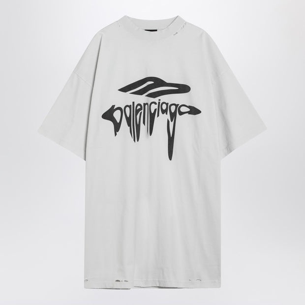 Balenciaga T-shirt Over 3B Liquified White/black Washed