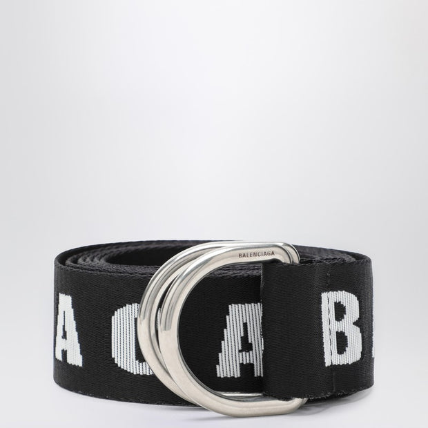 Balenciaga D-Ring Belt In Black And White Canvas