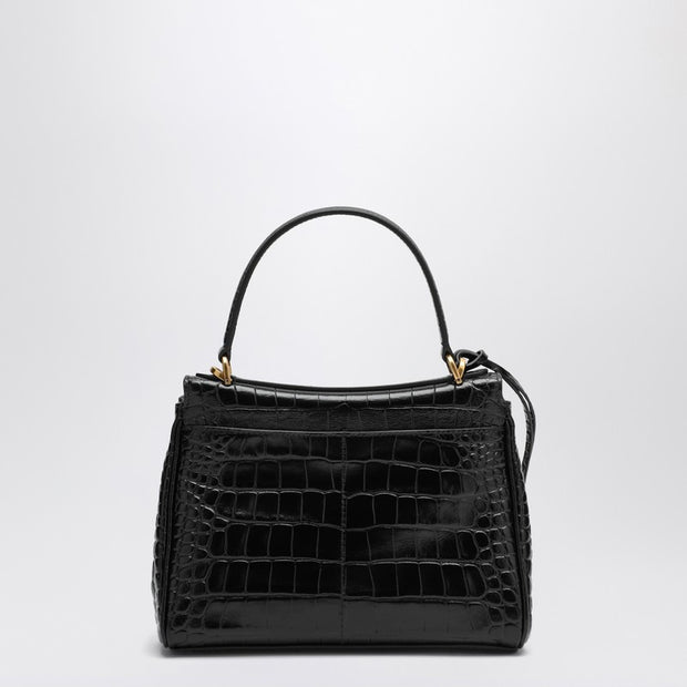 Balenciaga Small Rodeo Bag In Black Crocodile-effect Leather