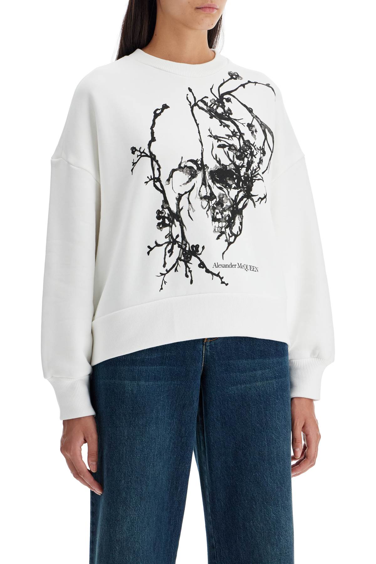 Alexander Mcqueen Boxy Cherry Blossom Skull Sweatshirt