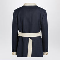 Valentino Blue/ivory Jacket With Belt
