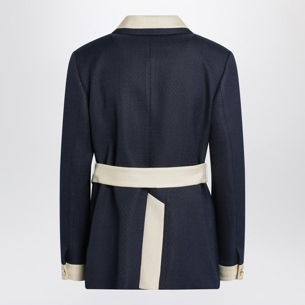 Valentino Blue/ivory Jacket With Belt