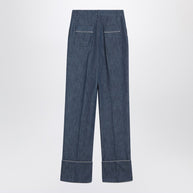 Valentino Blue Trousers In Chambray Denim