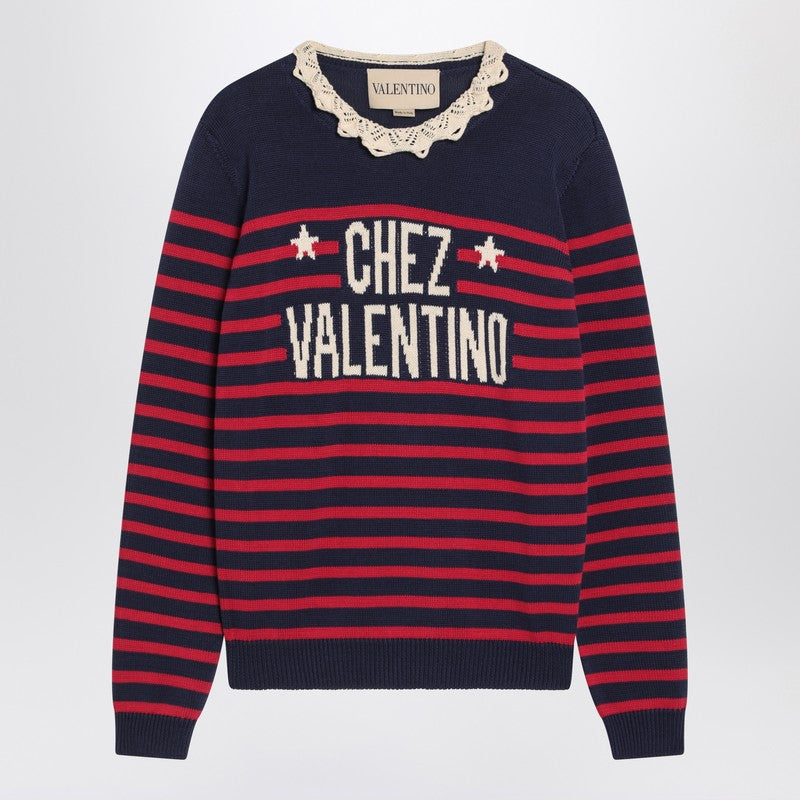 Blue Striped Chez Valentino Sweater