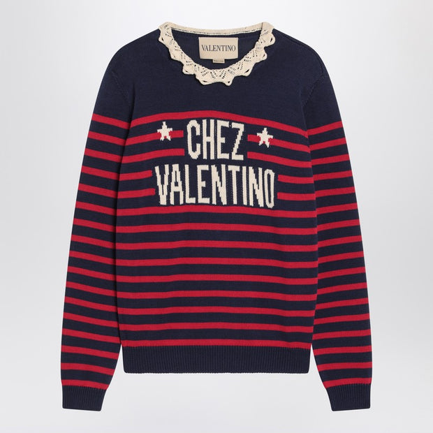 Blue Striped Chez Valentino Sweater