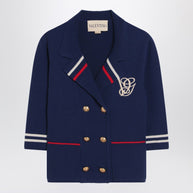 Valentino Blue Double-breasted Wool Cardigan