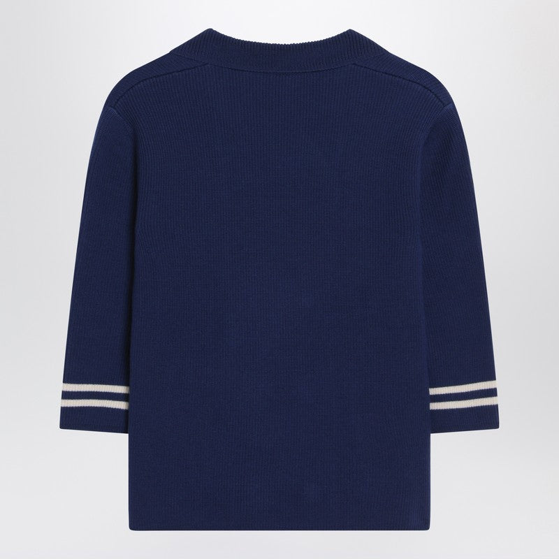 Valentino Blue Double-breasted Wool Cardigan