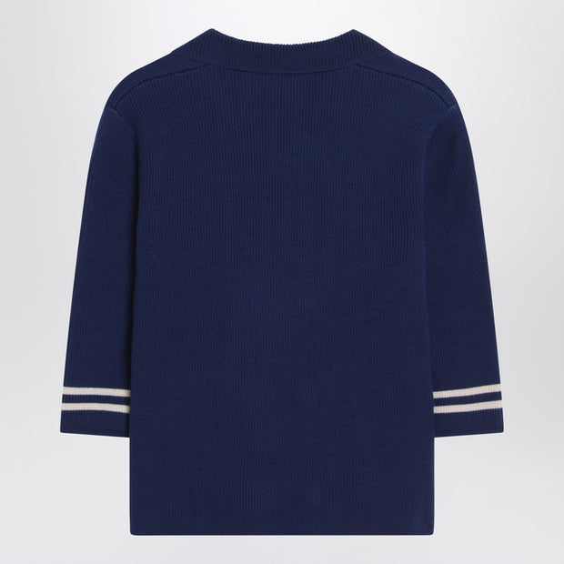 Valentino Blue Double-breasted Wool Cardigan