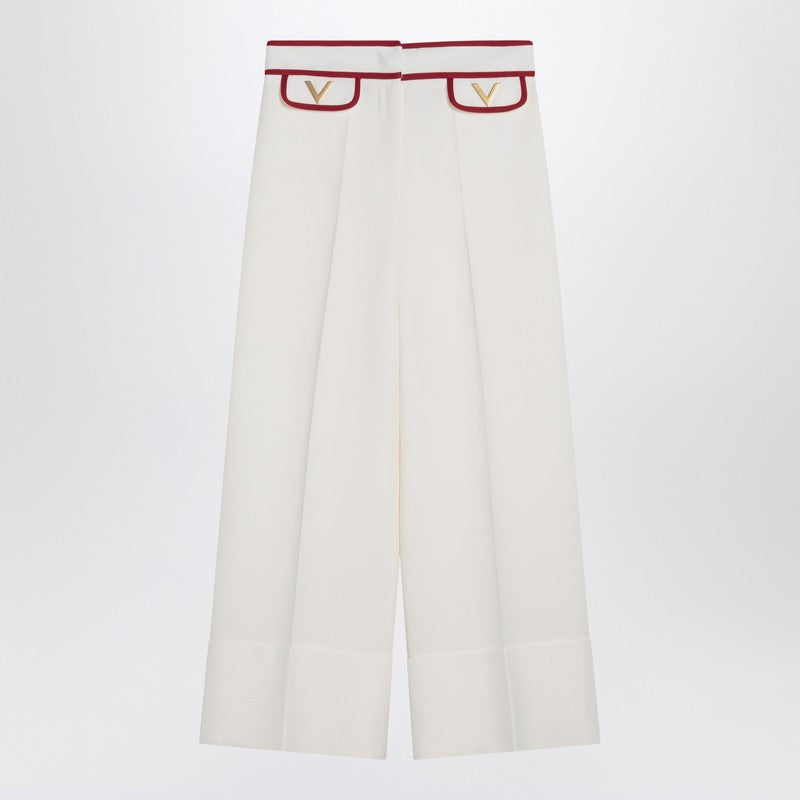 Valentino Ivory Trousers With Gold V