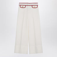 Valentino Ivory Trousers With Gold V