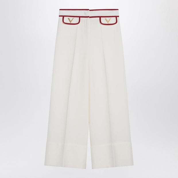 Valentino Ivory Trousers With Gold V