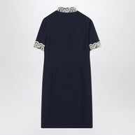 Valentino Indigo Blue Dress With Macramé Trim