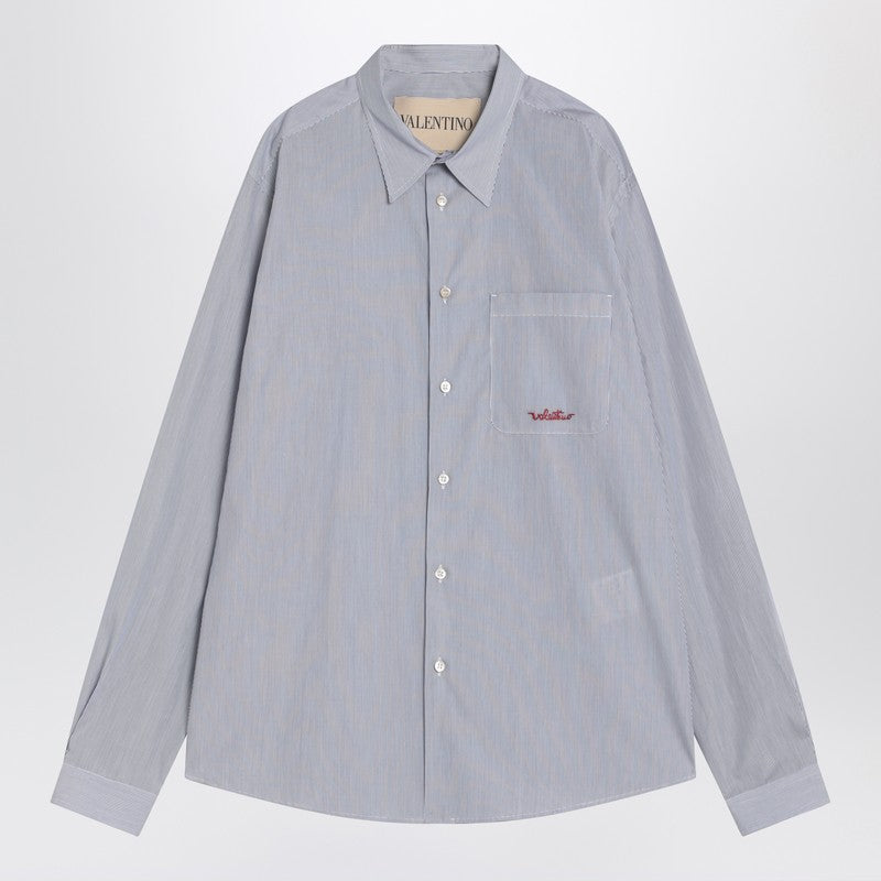 Valentino Light Blue Cotton Shirt With Logo