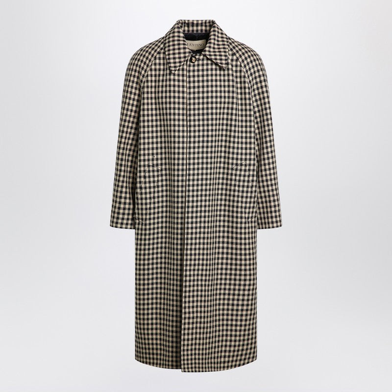 Valentino Coat With Vichy Pattern In Cotton And Wool