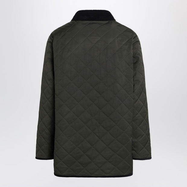 Valentino Olive Green Quilted Jacket With VLogo Patch