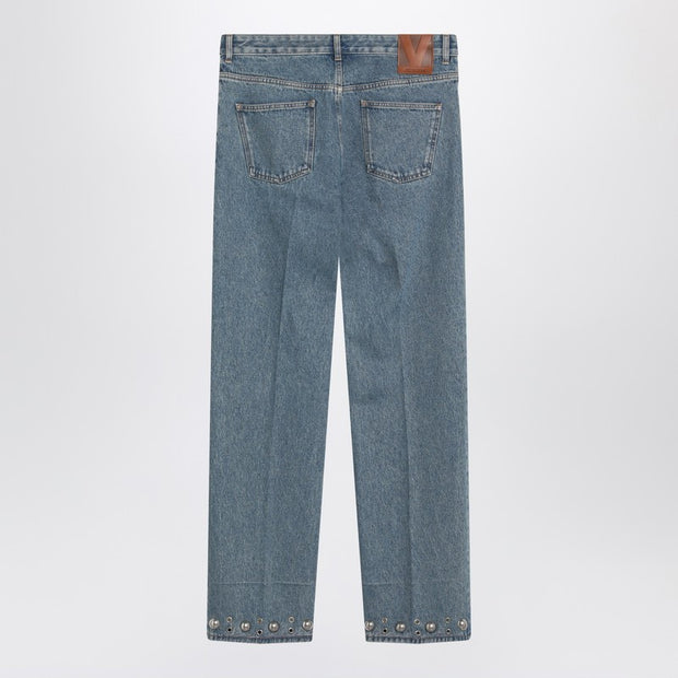 Valentino Medium Blue Jeans With Cabochons