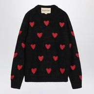 Valentino Jacquard Heart Pattern Sweater Black/red