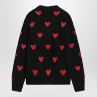 Valentino Jacquard Heart Pattern Sweater Black/red