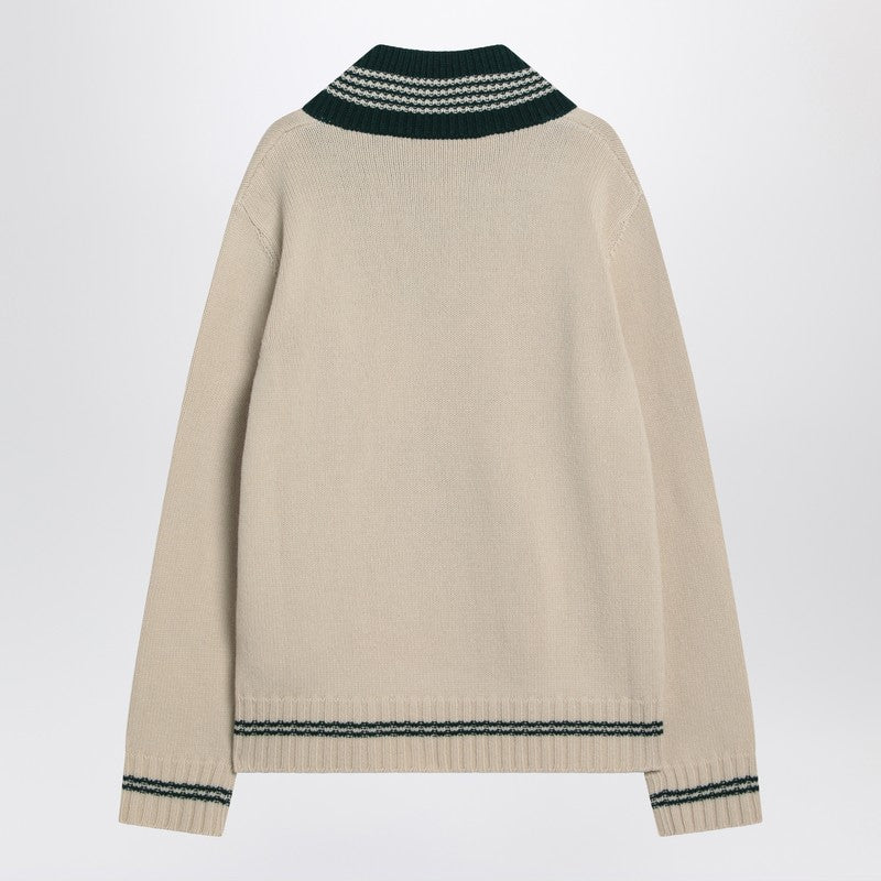 Valentino Butter-coloured Sweater With Le Chien De La Maison Embroidery