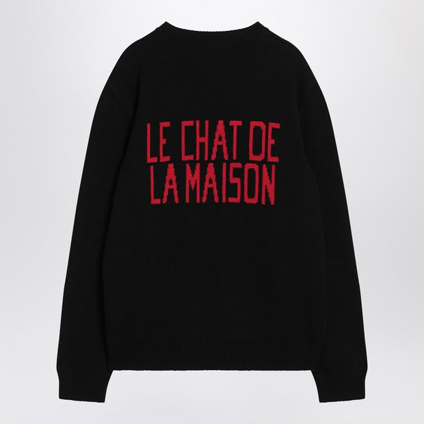 Valentino Black Sweater With Le Chat De La Maison Patch