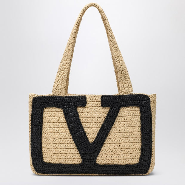 Valentino Garavani Viva Superstar Crochet Medium Natural/black Bag