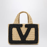 Valentino Garavani Viva Superstar Crochet Small Natural/black Bag