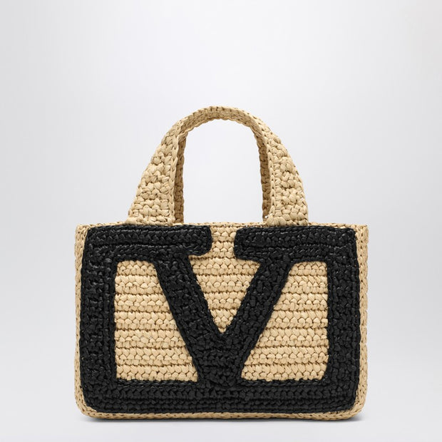 Valentino Garavani Viva Superstar Crochet Small Natural/black Bag