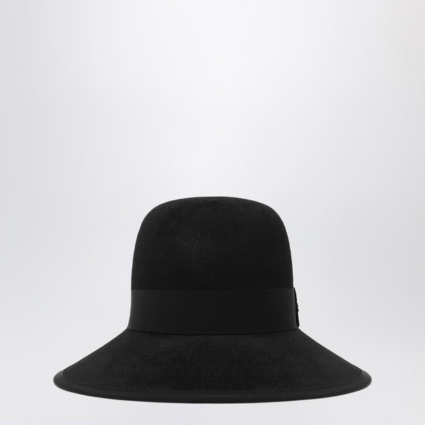 Valentino Volgo Signature Cap In Black Lapin Fabric