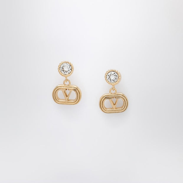 Valentino Garavani Gold Ovalette Earrings With Swarovski Crystals