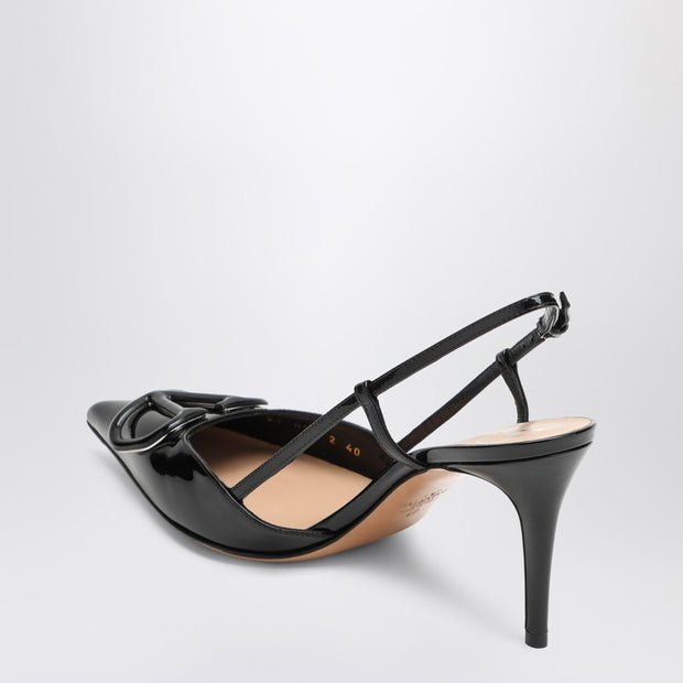 Valentino Garavani Slingback Vlogo In Black Patent Leather