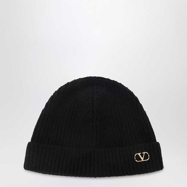 Valentino Garavani VLogo Signature Beanie Black In Cashmere