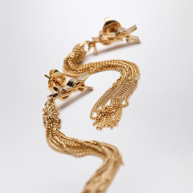 Saint Laurent Cassandre Gold Dangling Earrings