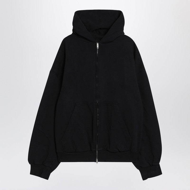 Balenciaga Washed Black Flipped Uni Regular Fit Zip Hoodie