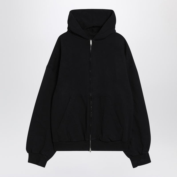 Balenciaga Washed Black Flipped Uni Regular Fit Zip Hoodie