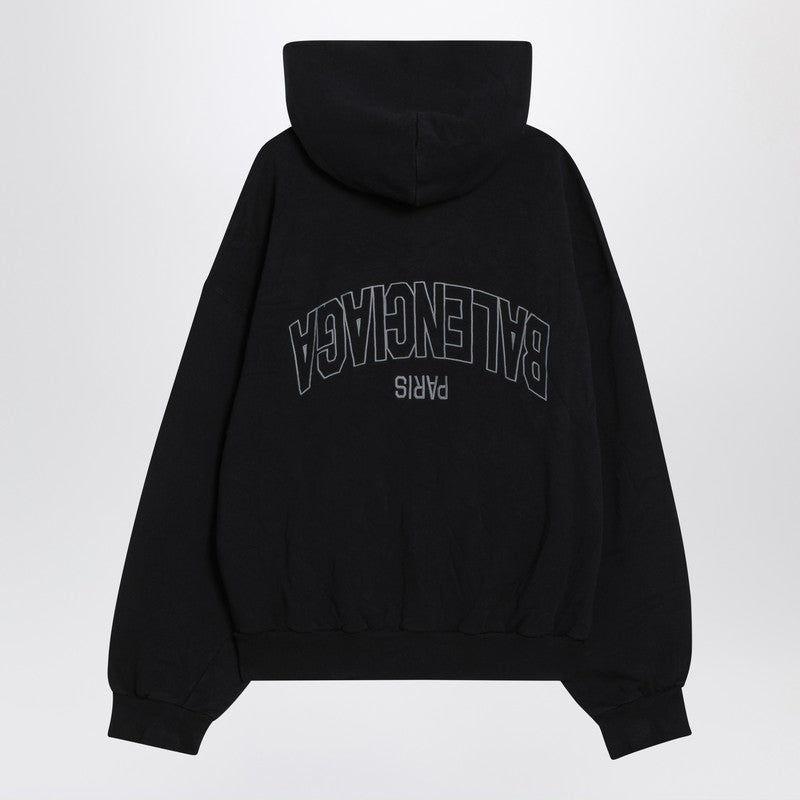 Balenciaga Washed Black Flipped Uni Regular Fit Zip Hoodie