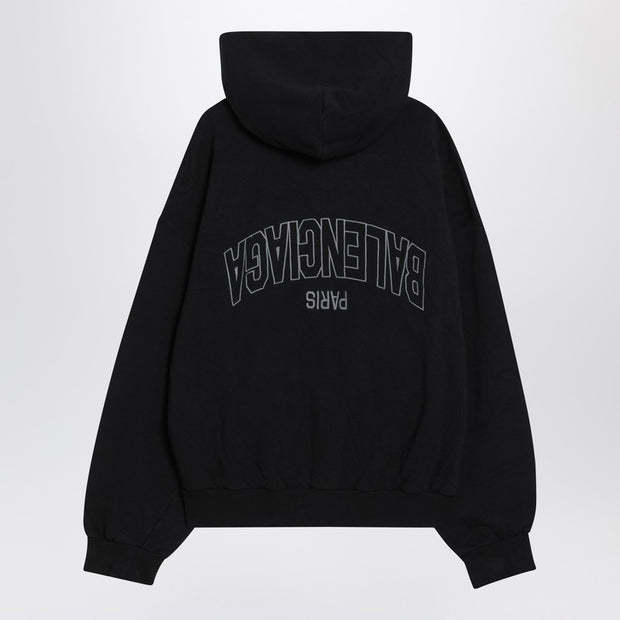 Balenciaga Washed Black Flipped Uni Regular Fit Zip Hoodie