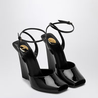 Saint Laurent La Scandale Wedge In Black Patent Leather