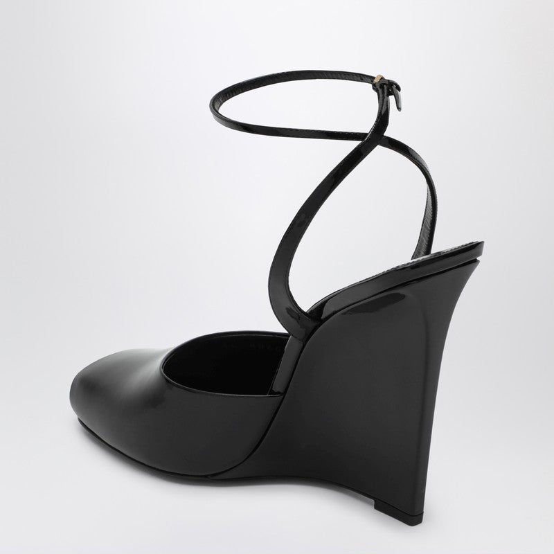Saint Laurent La Scandale Wedge In Black Patent Leather