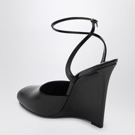Saint Laurent La Scandale Wedge In Black Patent Leather