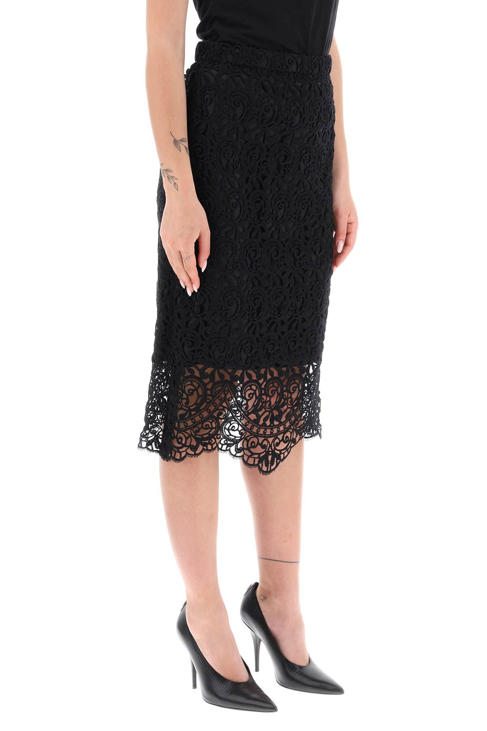 Burberry Macrame Lace Pencil Skirt