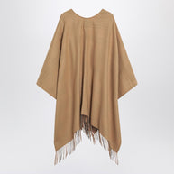 Burberry Beige Wool Cape With Check Pattern