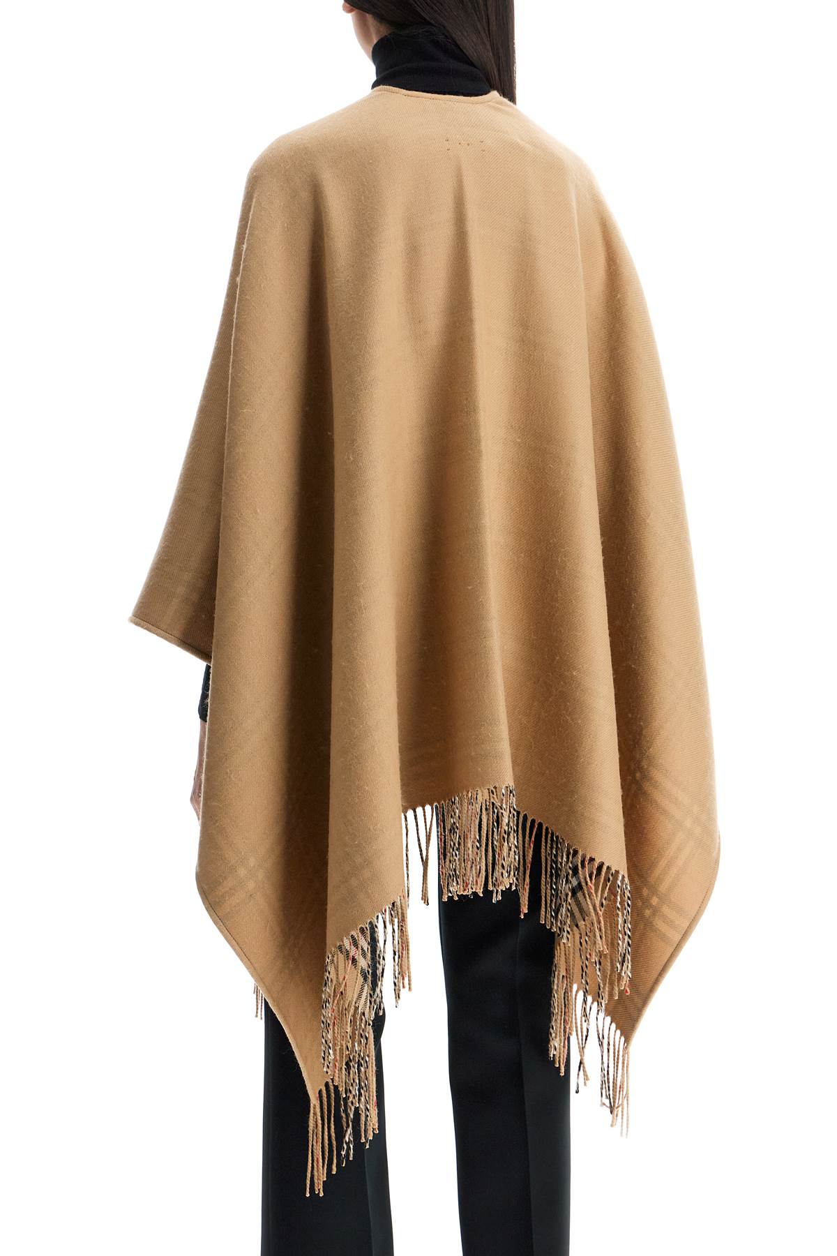 Burberry Beige Virgin Wool Classic Check Cape