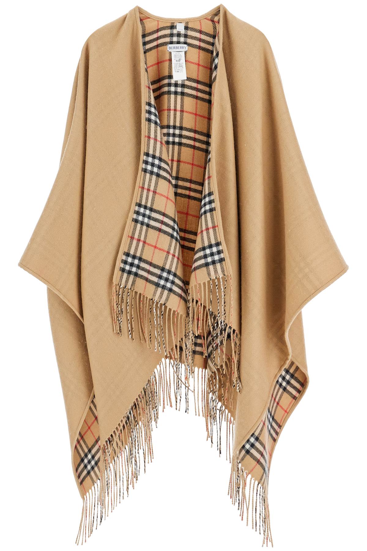 Burberry Beige Virgin Wool Classic Check Cape