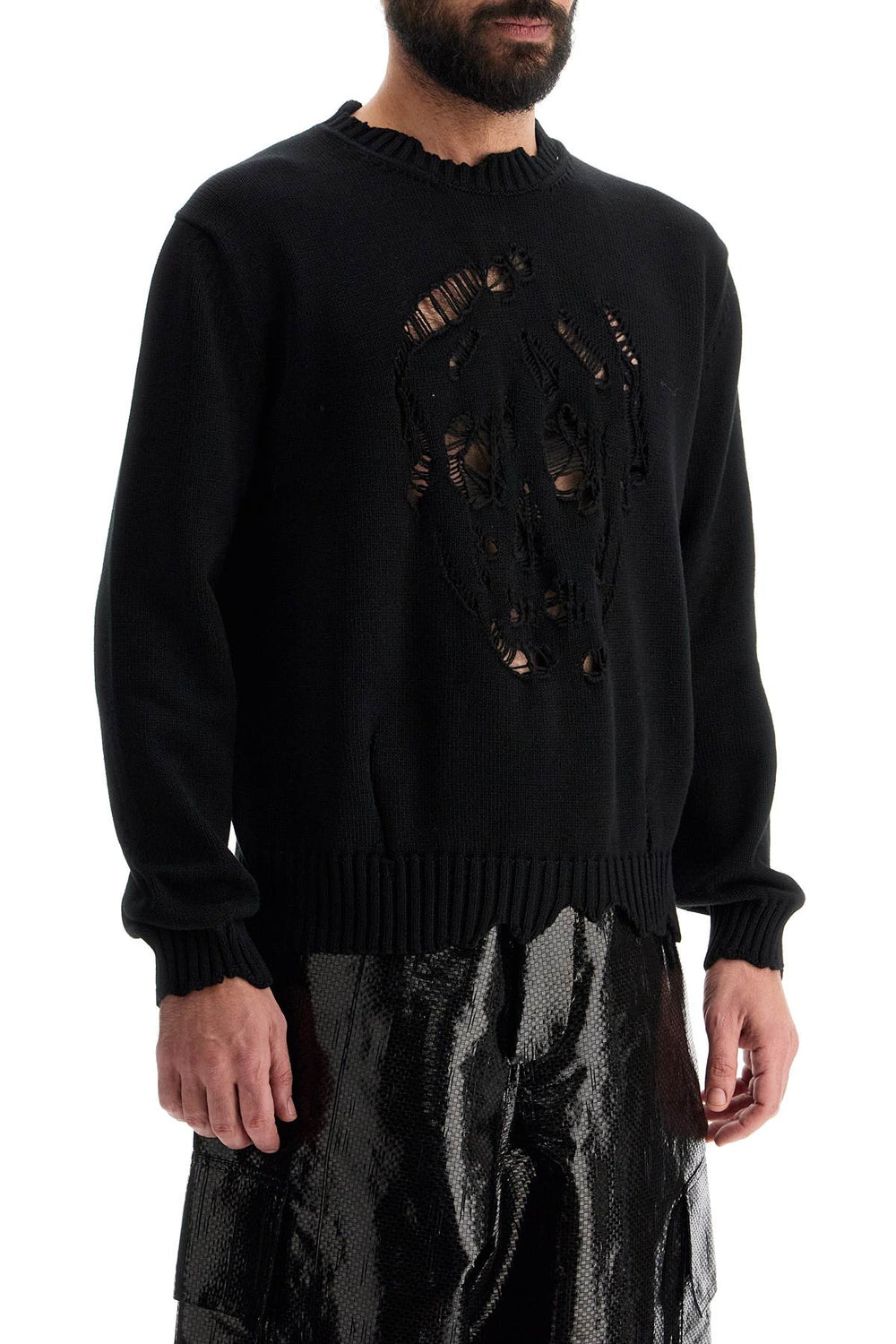 Alexander Mcqueen Distressed Skull Print Pullover Sweater