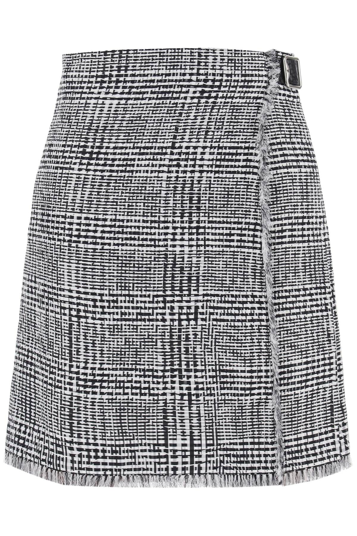 Burberry Houndstooth Plaid Skirt