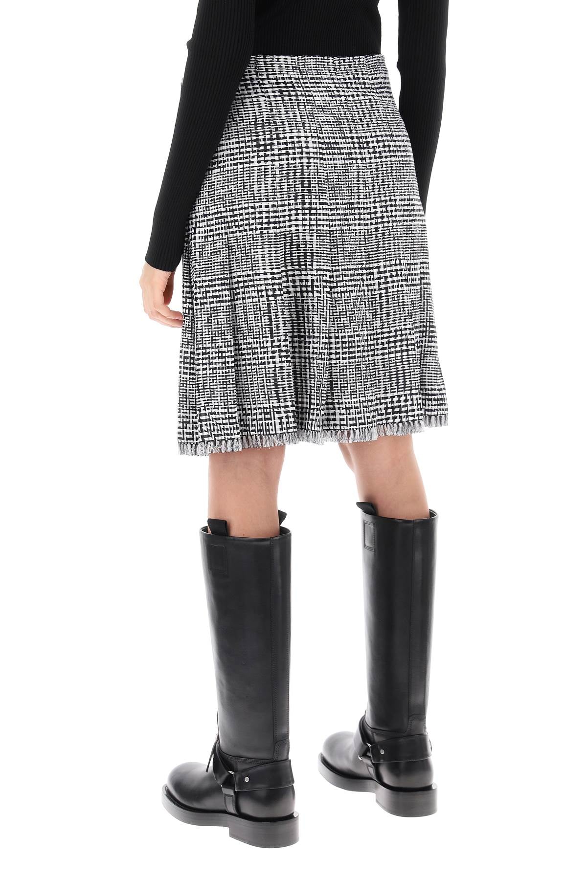 Burberry Houndstooth Plaid Skirt