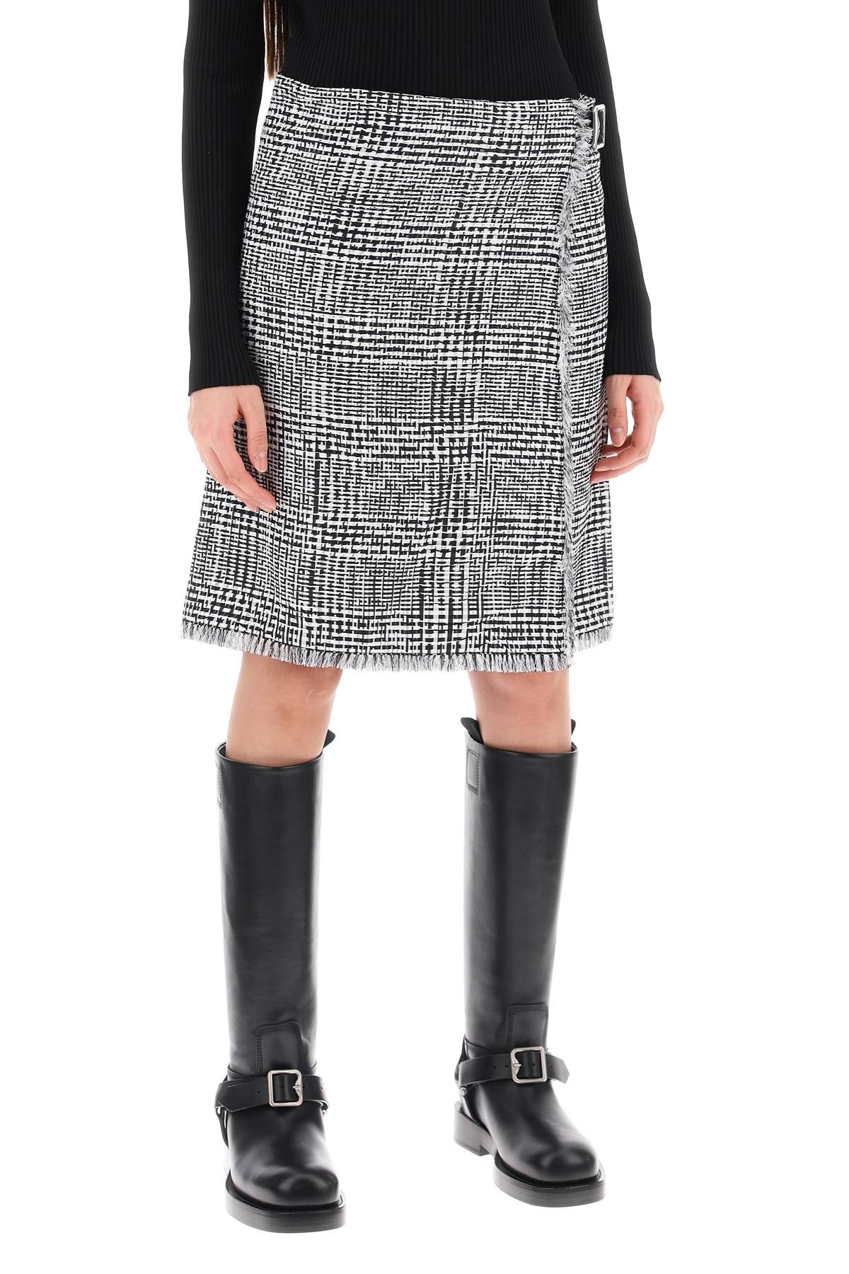 Burberry Houndstooth Plaid Skirt