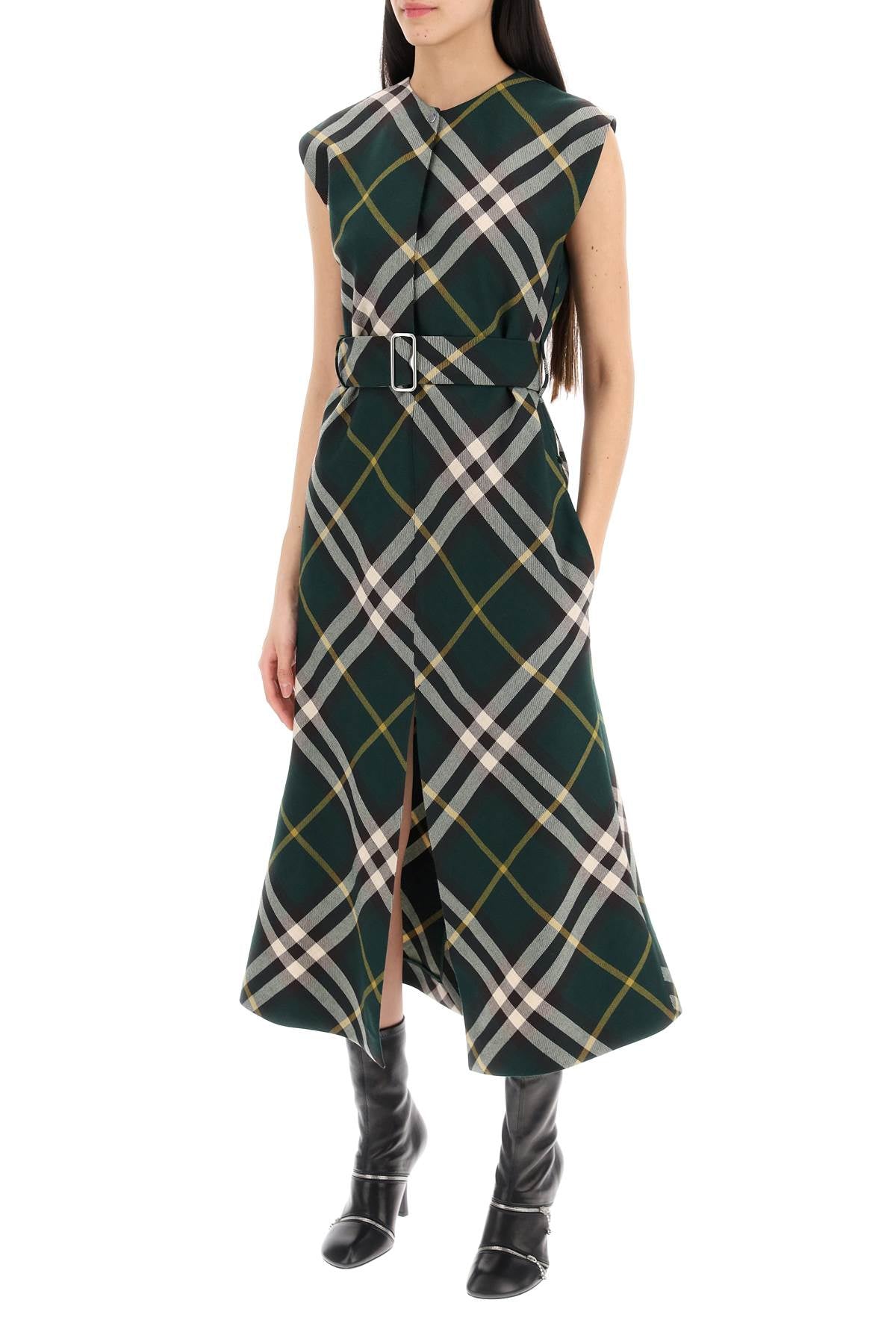 Burberry Check Wool Midi Dress