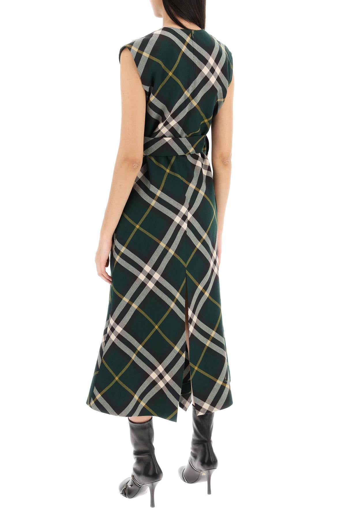 Burberry Check Wool Midi Dress